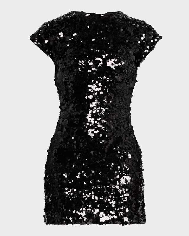 Sequined Tie Mini Dress